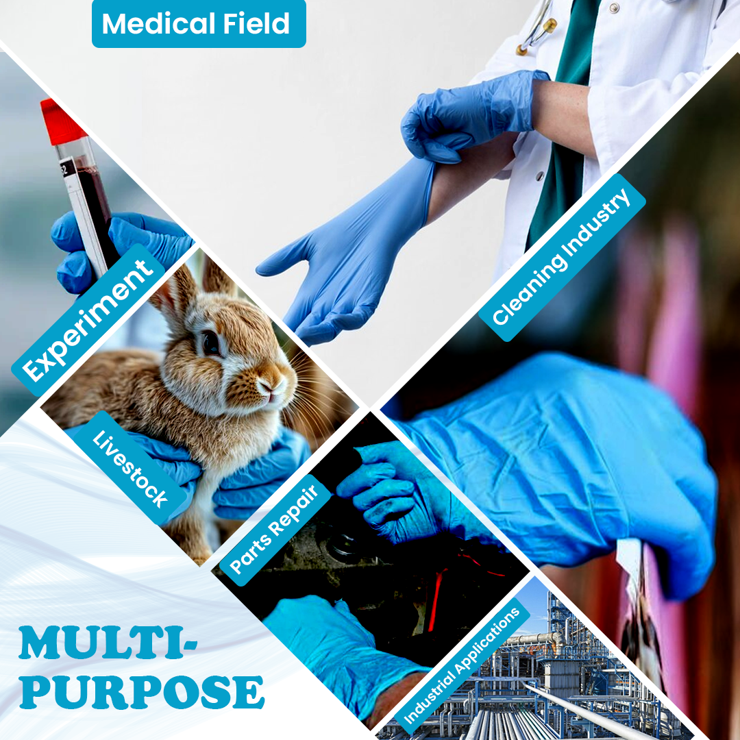 Comfy Life MEDI Pure Nitrile Gloves - Latex & Powder Free Disposable Examination Glove - Pack of 100 Large Blue Nitrile Gloves