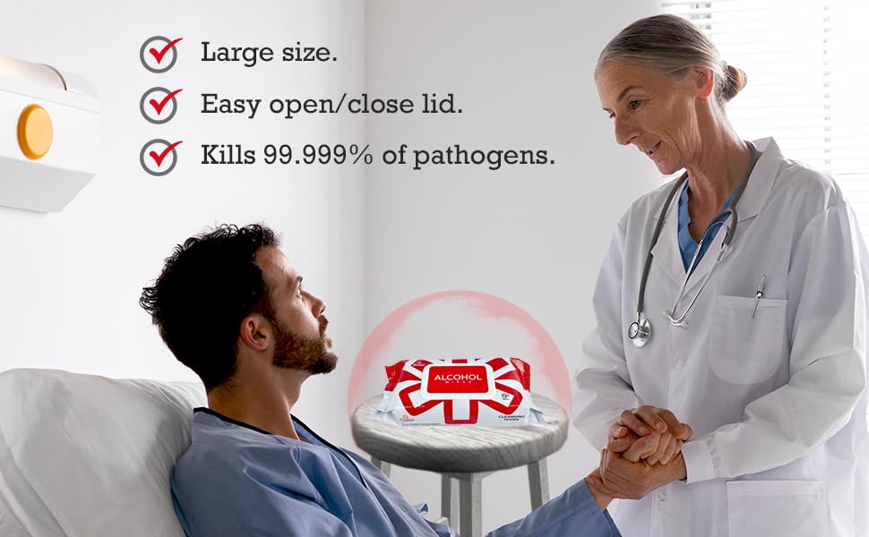 BioSter Alcohol Cleansing Wipes - Pack of 6x 150 Wipes - Ideal for Hospital, Clinical and Personal Use