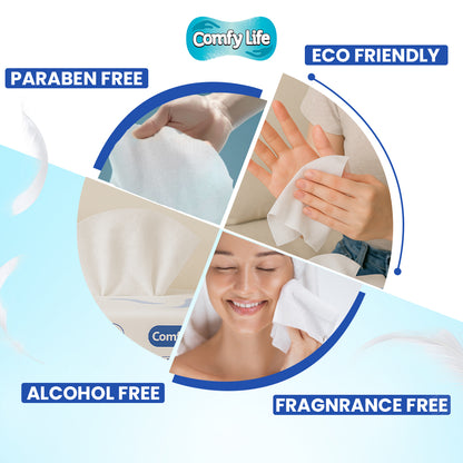 Comfy Life Premium Full Body Cleansing Dry Wipes For Adults - Large Luxury Fresh-feel Rinse-free Fragrance-free Bed Bath Intimate-care Soft Sheets (3 Pack x 100 Wipes)