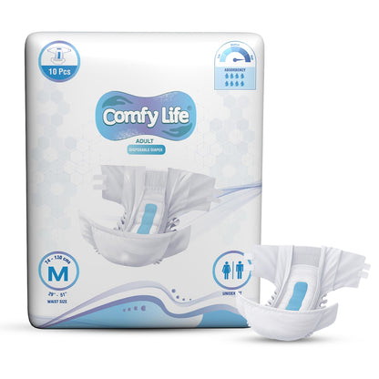 Comfy Life Slip-on Pads Adult Incontinence Diapers with Fixation Tapes 10 Pack Ultra Absorption Slip Nappies Faecal and Urinary Overnight Protection
