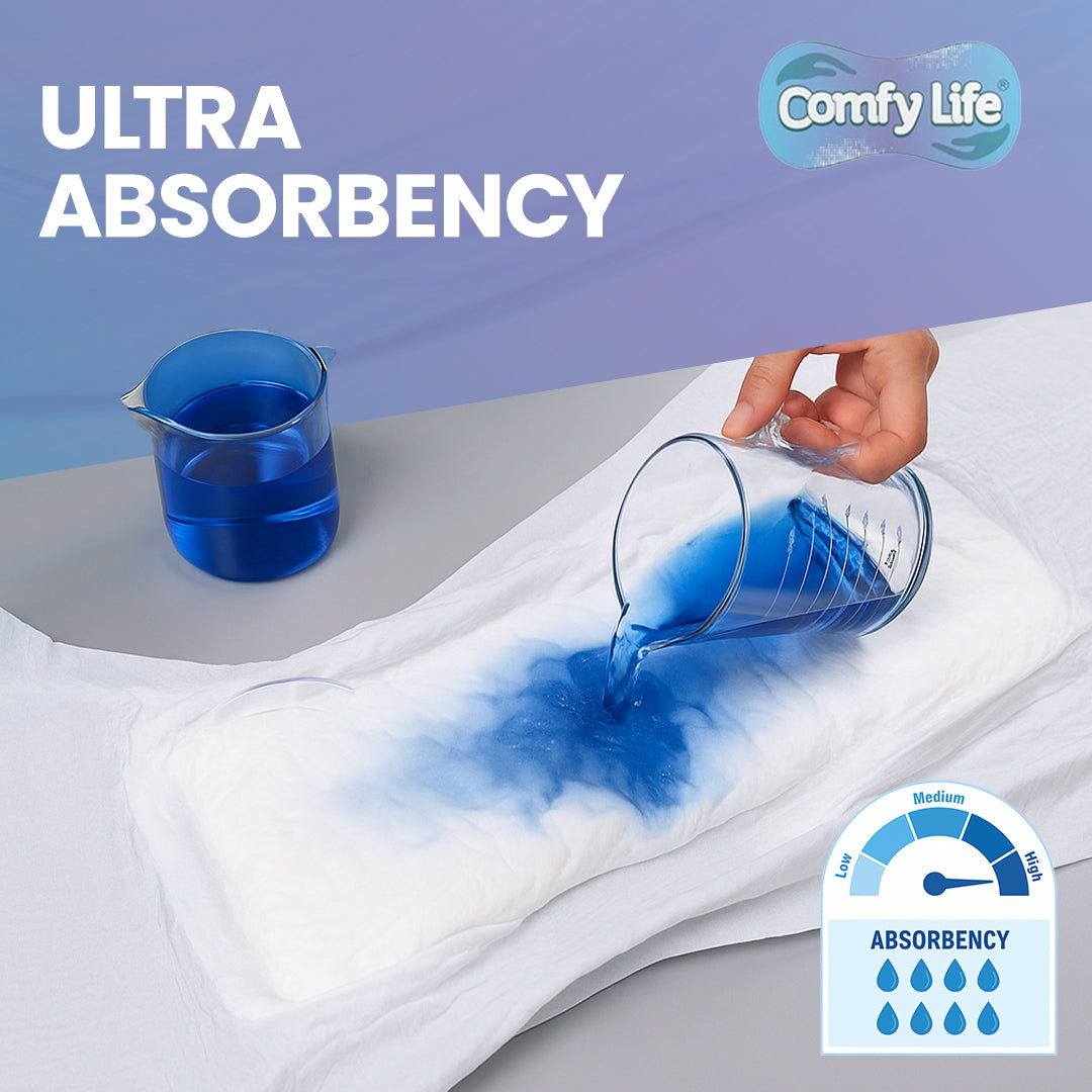 Comfy Life Slip-on Pads Adult Incontinence Diapers with Fixation Tapes 10 Pack Ultra Absorption Slip Nappies Faecal and Urinary Overnight Protection