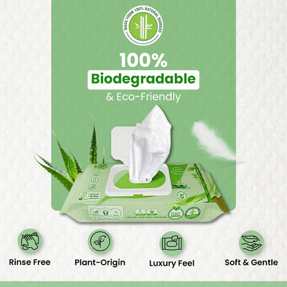 Comfy Life Biodegradable Adult Full Body Wet Wipes Large Luxury Eco-Friendly Fresh-Feel Rinse-Free Fragrance-Free Bed Bath Intimate-Care Soft Sheets x40