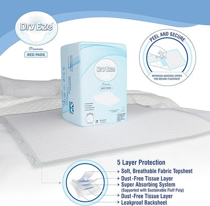 Super Absorbent Disposable Incontinence Bed Pads for Mattress Furniture Sofa Chair Protector Pet Training, Puppy Pad - High Absorbency Mats (90x60 cm)